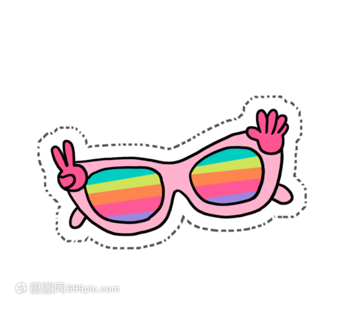 帶手掌彩虹色卡通兒童眼鏡